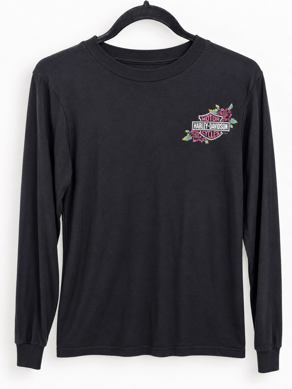 Harley-Davidson Women’s Serpent Rose Bling Long Sleeve Top Black Size S